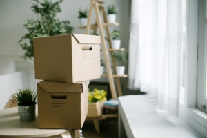 Using cardboard boxes as storage